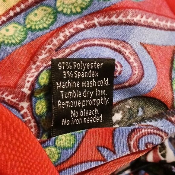 Lildy Surpliced Red Multicolor‎ Ruched Smocked Dress, Size S/M - Picture 6 of 10